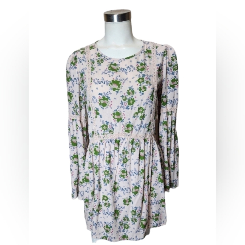 Matilda Jane light pink floral prairie minidress medium